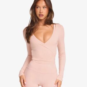 CROP SHOP BOUTIQUE Ballet Wrap Top, blush S